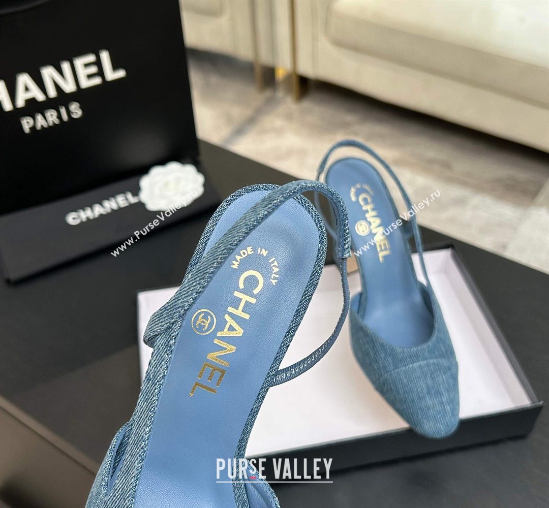 Chanel Blue Denim Slingbacks Pump 9cm 2026 G45509 0309 (MD-260309021)