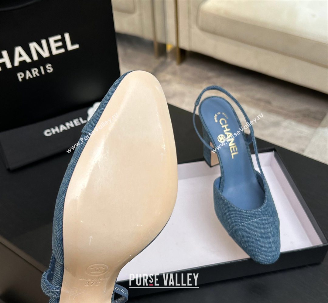 Chanel Blue Denim Slingbacks Pump 9cm 2026 G45509 0309 (MD-260309021)
