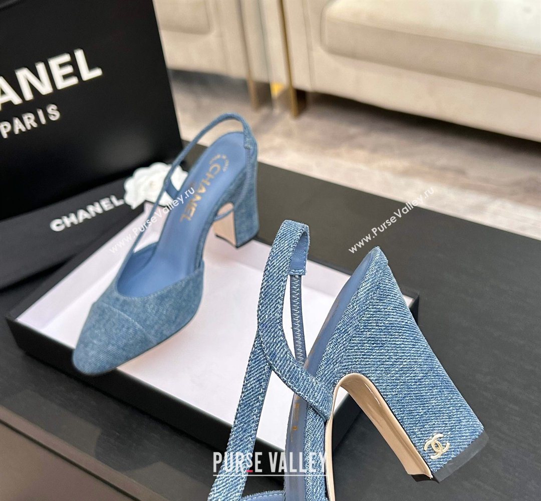 Chanel Blue Denim Slingbacks Pump 9cm 2026 G45509 0309 (MD-260309021)