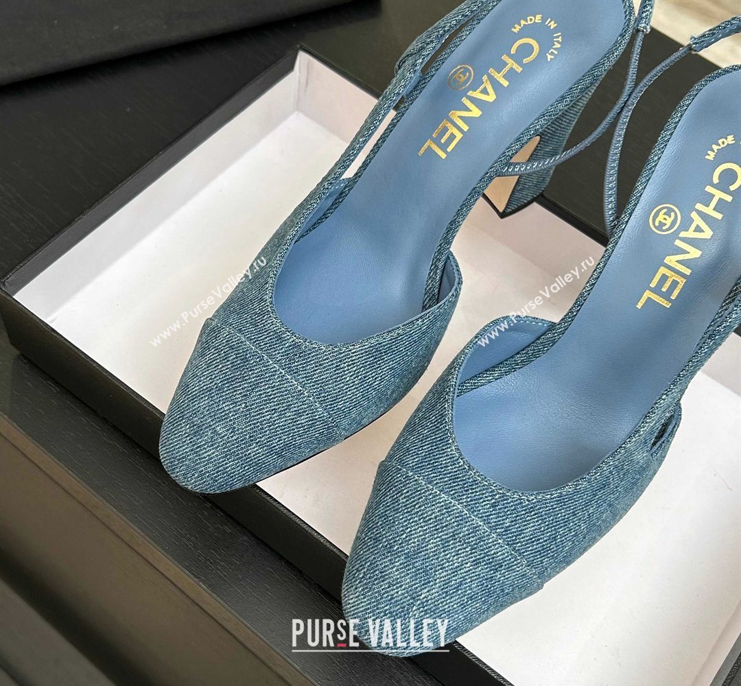 Chanel Blue Denim Slingbacks Pump 9cm 2026 G45509 0309 (MD-260309021)