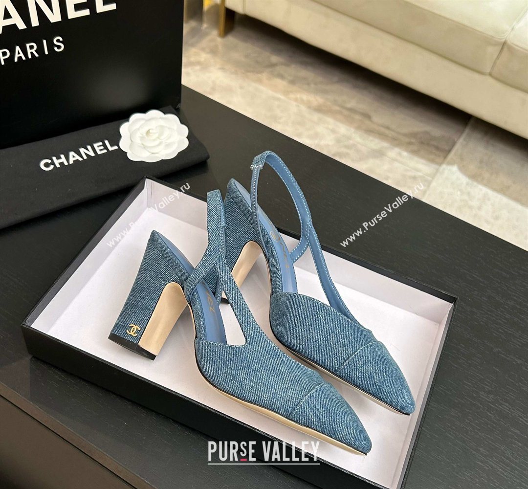 Chanel Blue Denim Slingbacks Pump 9cm 2026 G45509 0309 (MD-260309021)
