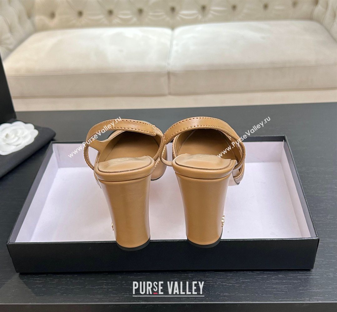 Chanel Lambskin Leather Slingbacks Pump 9cm Beige/Black 2026 G45509 0309 (MD-260309022)