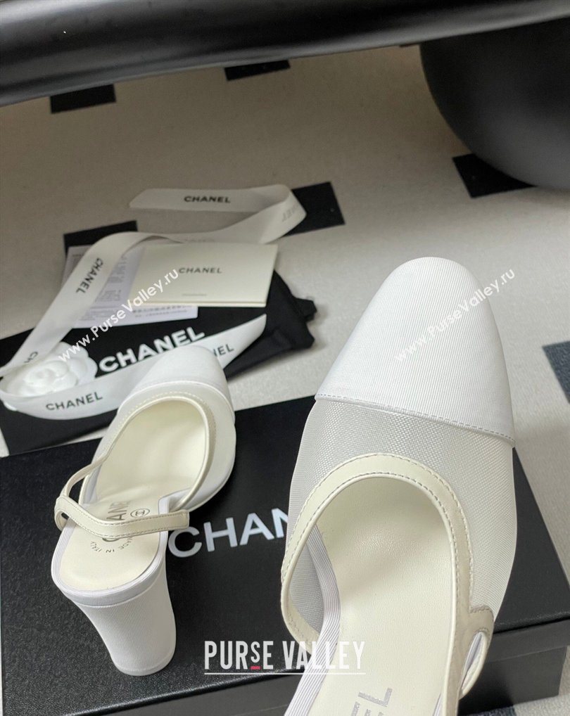 Chanel Mesh Grosgrain Slingbacks Pump 9cm White 2026 G45509 0309 (MD-260309024)