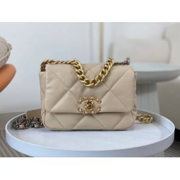 Chanel 19 Shiny Lambskin Mini Flap Bag AS1159 Beige 2024 (sm-240311046)