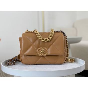 Chanel 19 Shiny Lambskin Mini Flap Bag AS1159 Brown 2024 (sm-240311048)