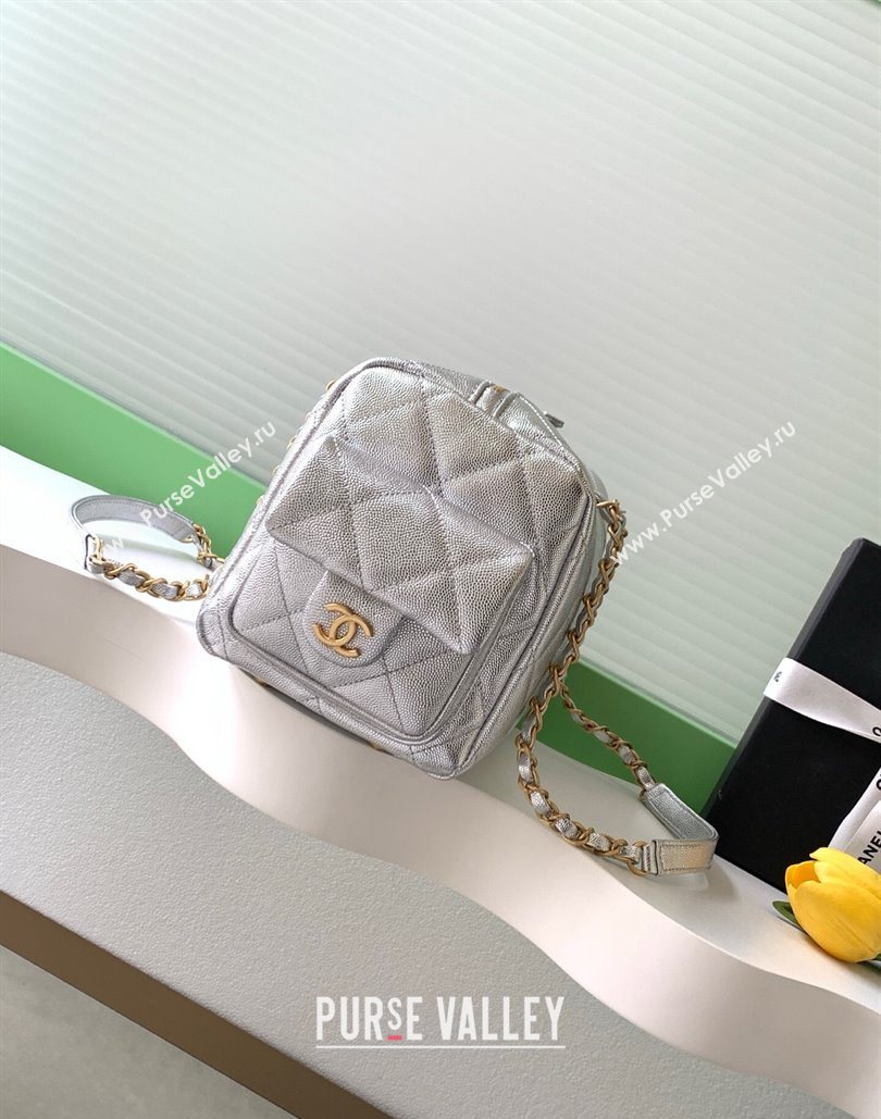 Chanel Grained Calfskin Bowling Bag Silver 2025 AS5791 (yezi-251127014)