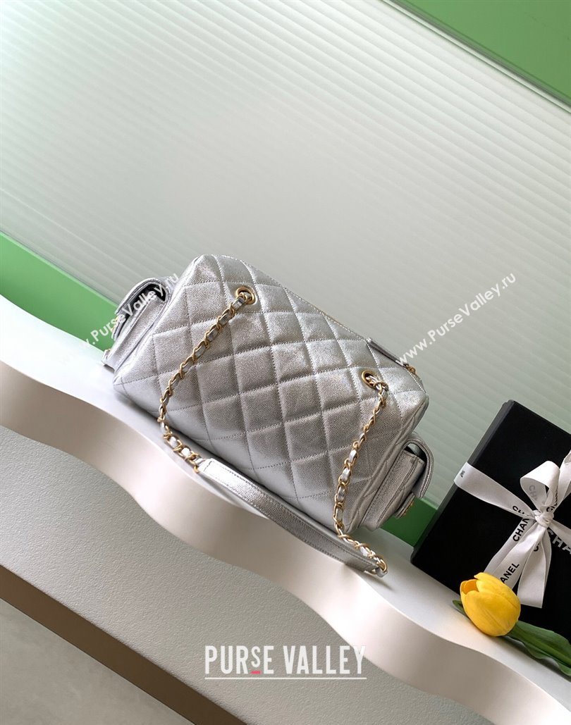 Chanel Grained Calfskin Bowling Bag Silver 2025 AS5791 (yezi-251127014)