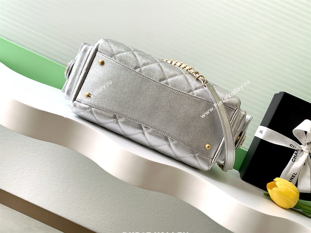Chanel Grained Calfskin Bowling Bag Silver 2025 AS5791 (yezi-251127014)