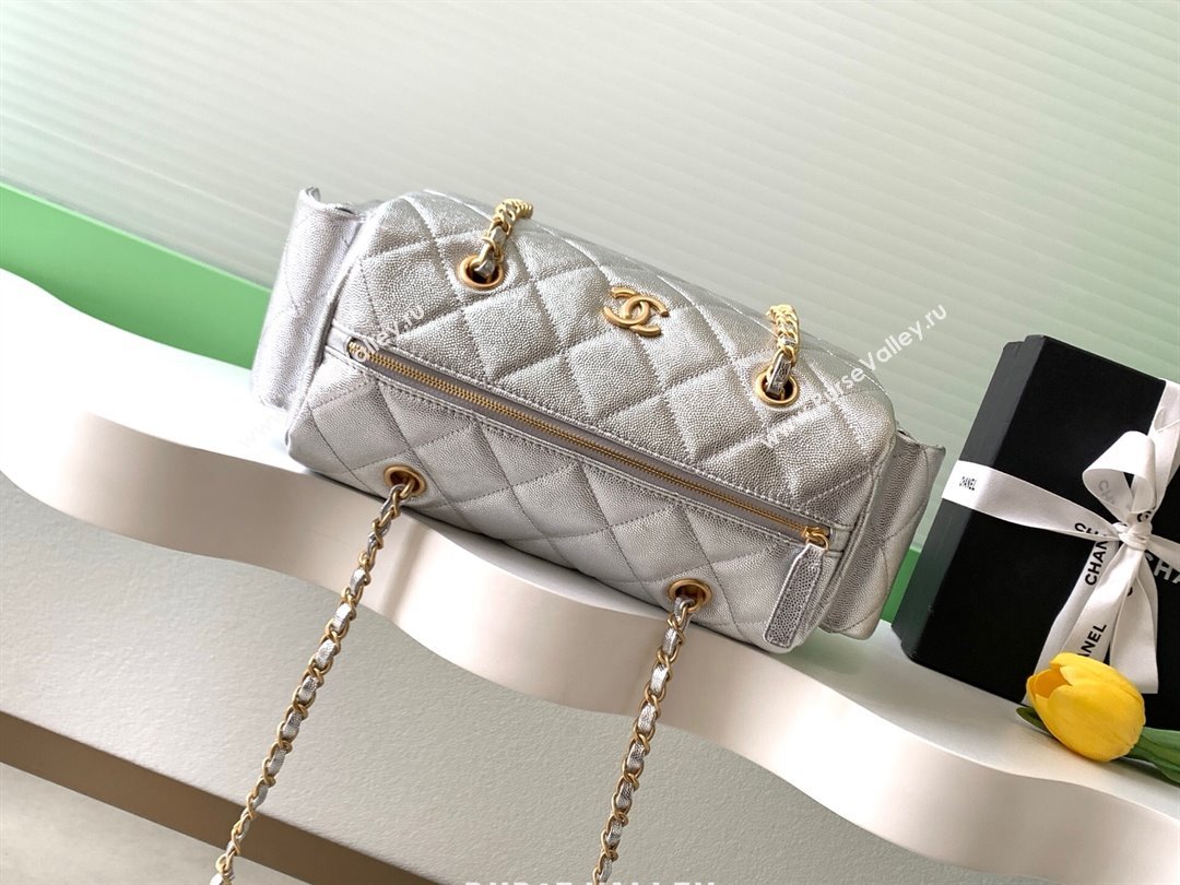 Chanel Grained Calfskin Bowling Bag Silver 2025 AS5791 (yezi-251127014)