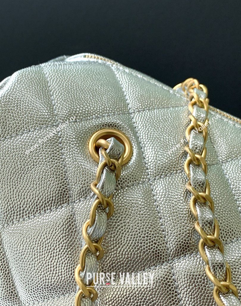 Chanel Grained Calfskin Bowling Bag Silver 2025 AS5791 (yezi-251127014)