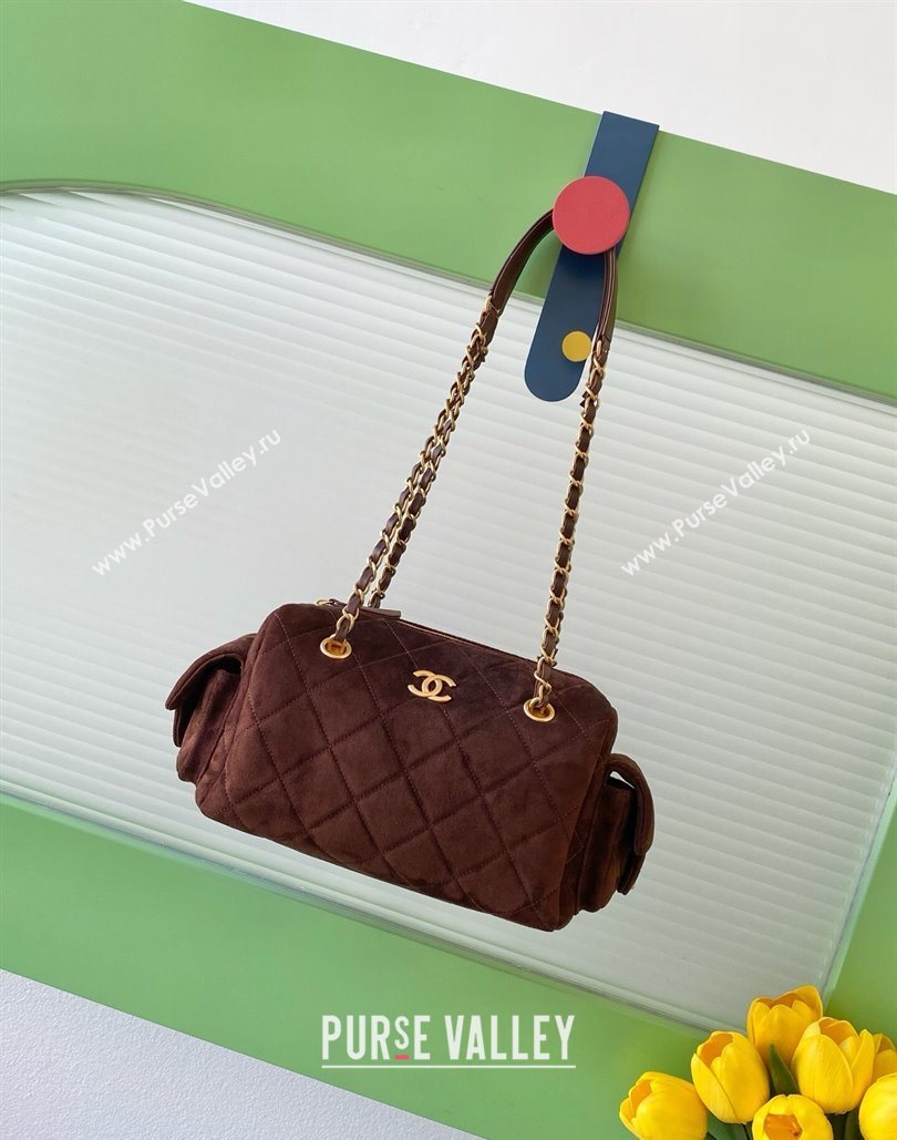 Chanel Small Suede Bowling Bag Brown 2025 AS5792 (yezi-251127022)