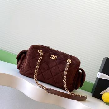 Chanel Small Suede Bowling Bag Brown 2025 AS5792 (yezi-251127022)