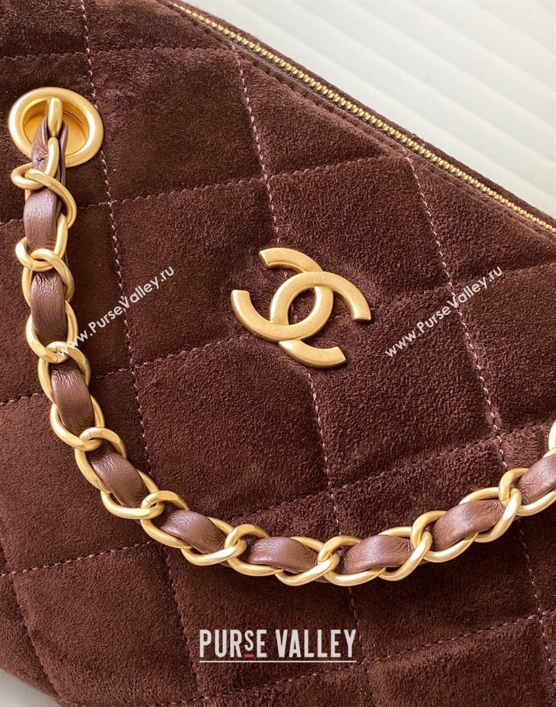 Chanel Small Suede Bowling Bag Brown 2025 AS5792 (yezi-251127022)