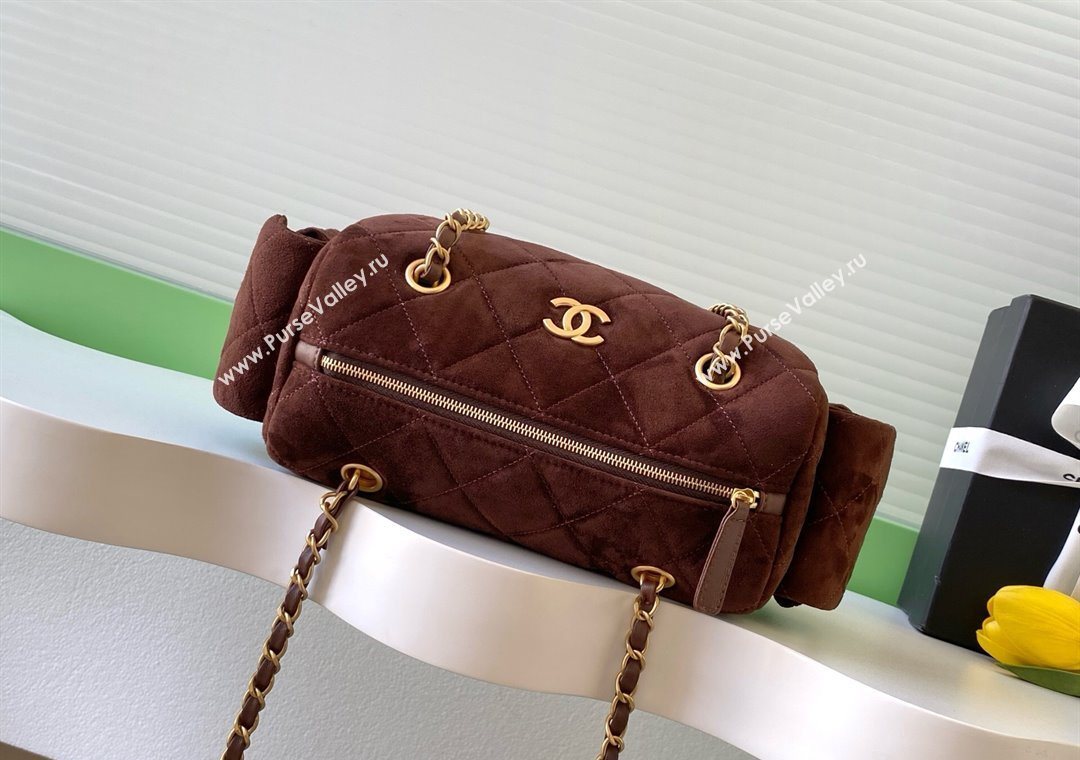 Chanel Small Suede Bowling Bag Brown 2025 AS5792 (yezi-251127022)
