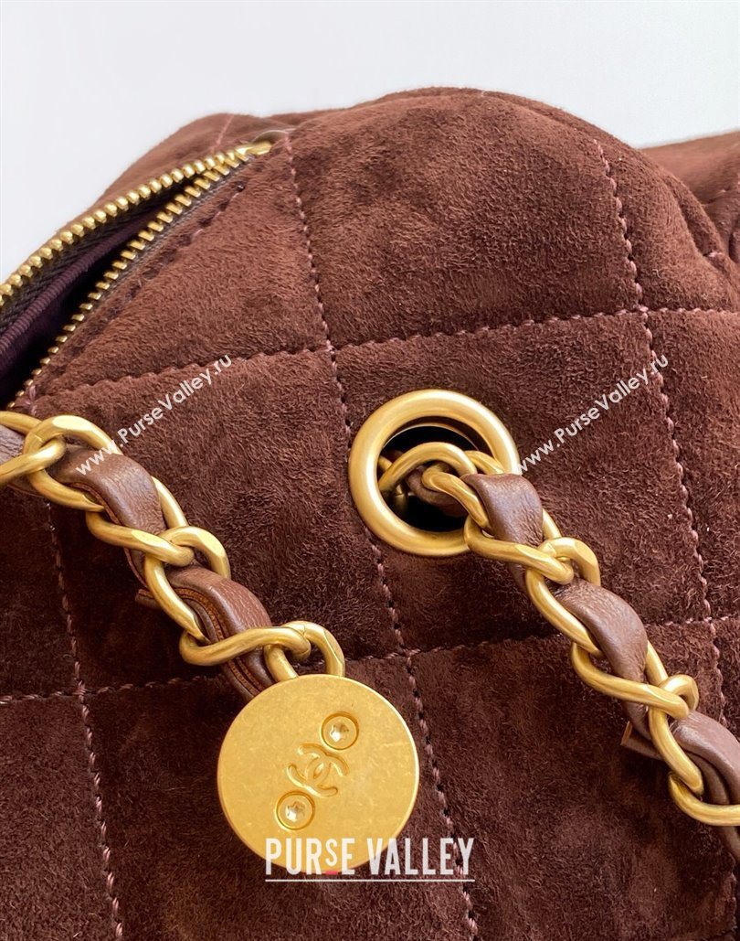 Chanel Small Suede Bowling Bag Brown 2025 AS5792 (yezi-251127022)