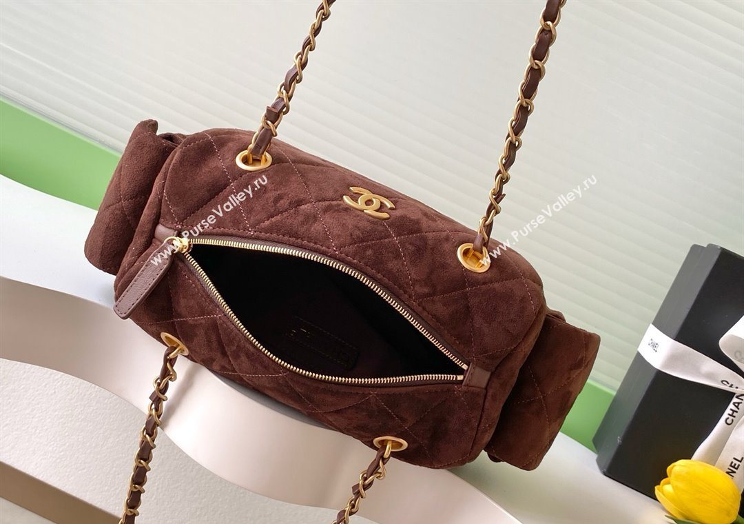 Chanel Small Suede Bowling Bag Brown 2025 AS5792 (yezi-251127022)