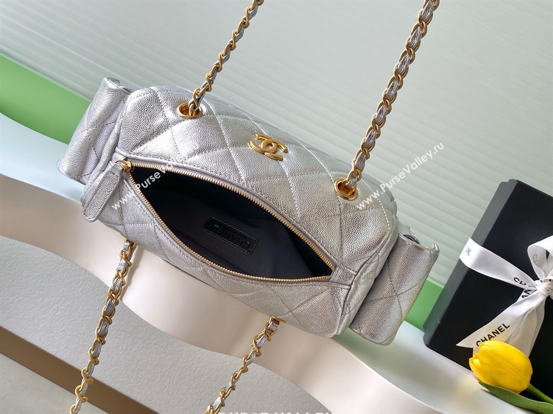 Chanel Small Grained Calfskin Bowling Bag Silver 2025 AS5792 (yezi-251127023)