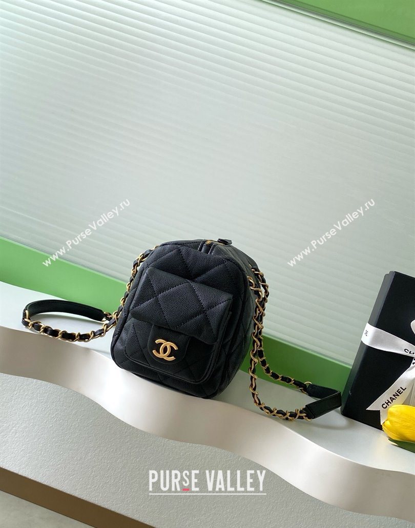 Chanel Small Grained Calfskin Bowling Bag Black 2025 AS5792 (yezi-251127024)