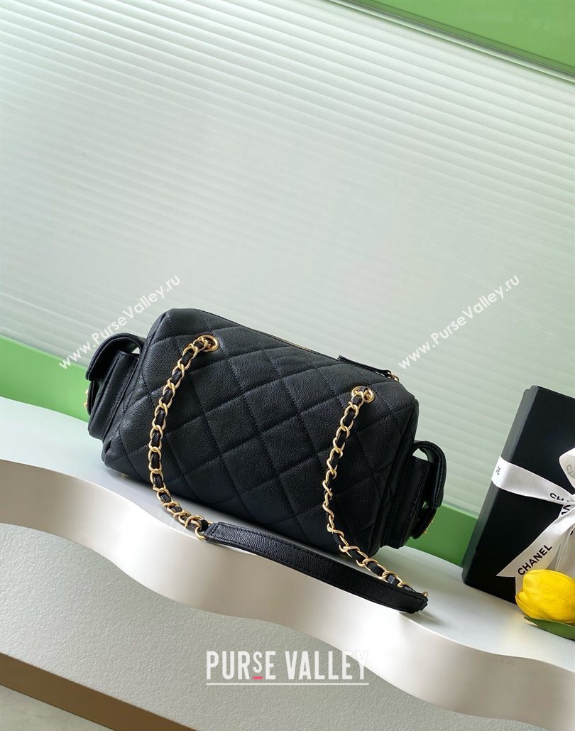 Chanel Small Grained Calfskin Bowling Bag Black 2025 AS5792 (yezi-251127024)