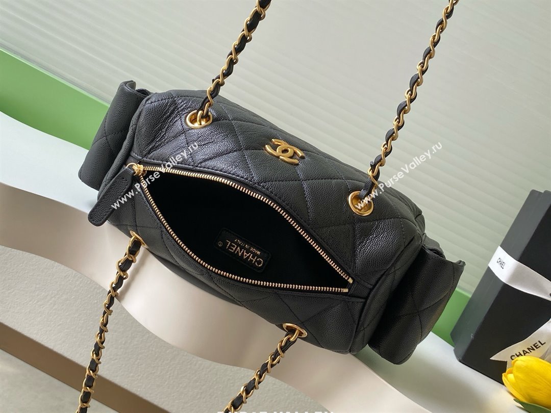 Chanel Small Grained Calfskin Bowling Bag Black 2025 AS5792 (yezi-251127024)