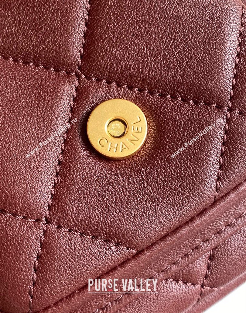 Chanel Small Calfskin Leather Bowling Bag Dark Burgundy 2025 AS5792 (yezi-251127025)