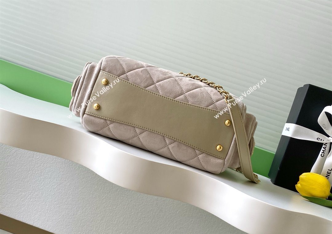 Chanel Small Suede Bowling Bag Grey 2025 AS5792 (yezi-251127020)