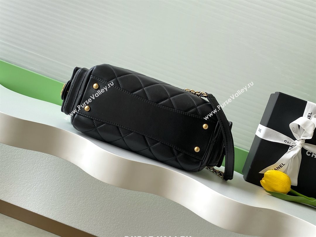 Chanel Small Calfskin Leather Bowling Bag Black 2025 AS5792 (yezi-251127026)