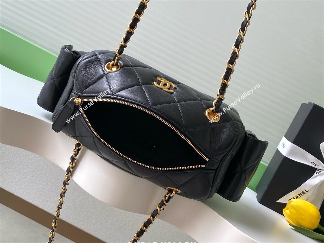 Chanel Small Calfskin Leather Bowling Bag Black 2025 AS5792 (yezi-251127026)