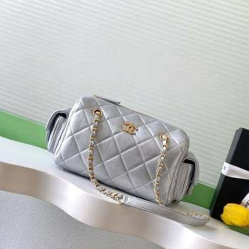 Chanel Small Calfskin Leather Bowling Bag Silver 2025 AS5792 (yezi-251127027)