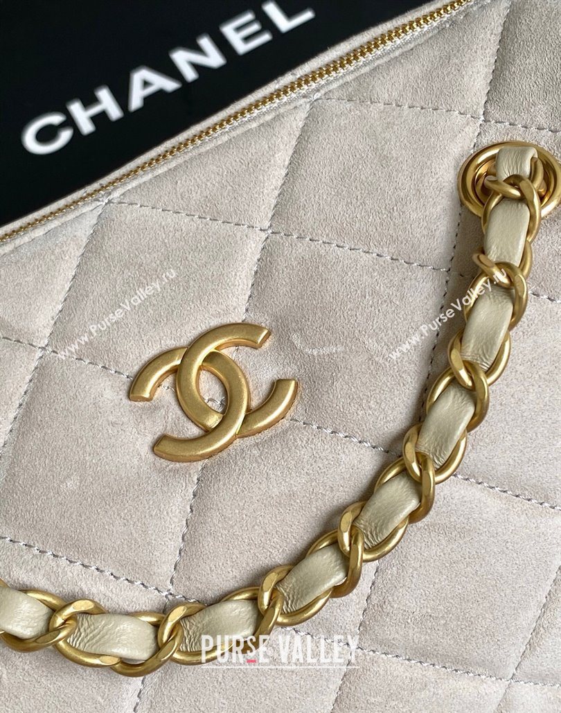 Chanel Small Suede Bowling Bag Grey 2025 AS5792 (yezi-251127020)
