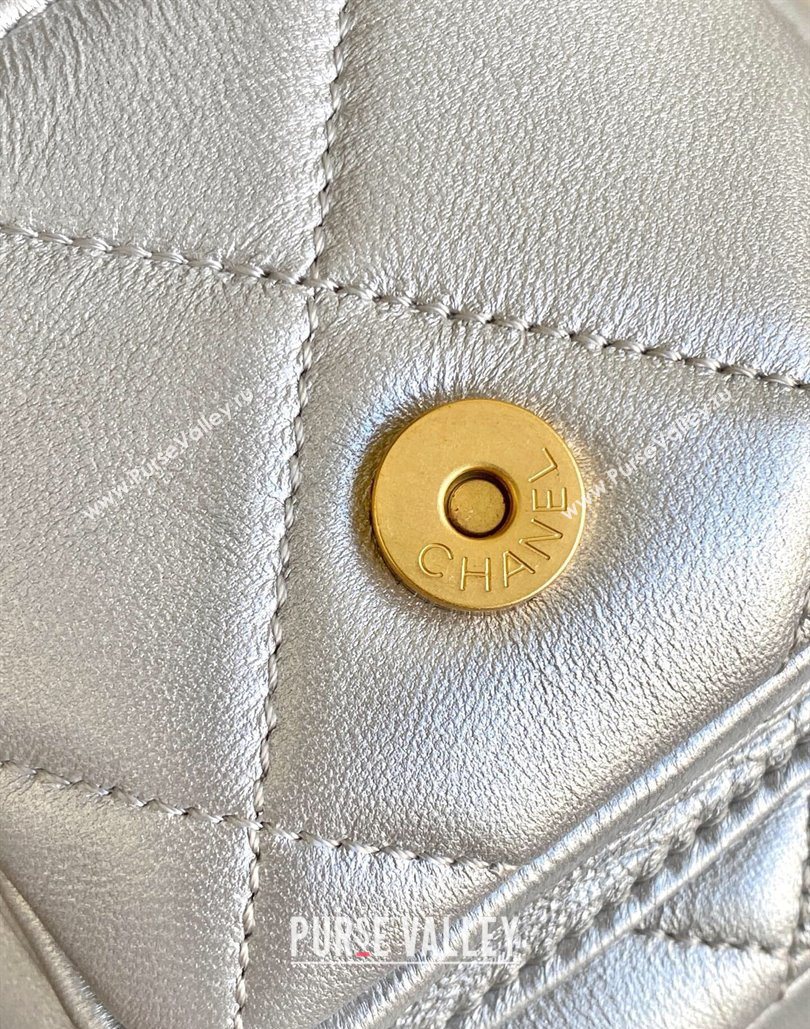 Chanel Small Calfskin Leather Bowling Bag Silver 2025 AS5792 (yezi-251127027)