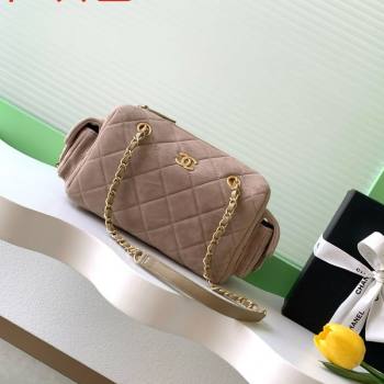 Chanel Small Suede Bowling Bag Khaki 2025 AS5792 (yezi-251127028)