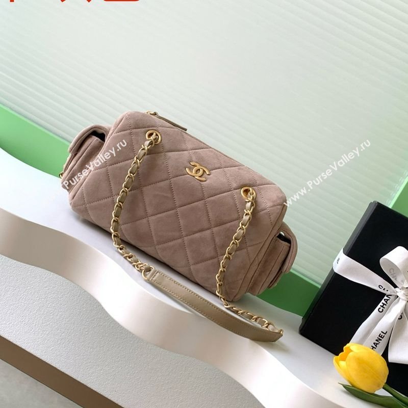 Chanel Small Suede Bowling Bag Khaki 2025 AS5792 (yezi-251127028)