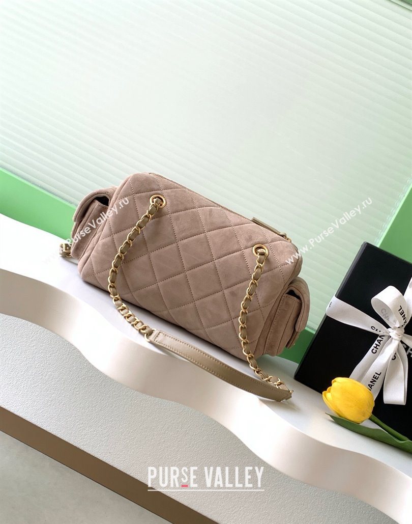 Chanel Small Suede Bowling Bag Khaki 2025 AS5792 (yezi-251127028)