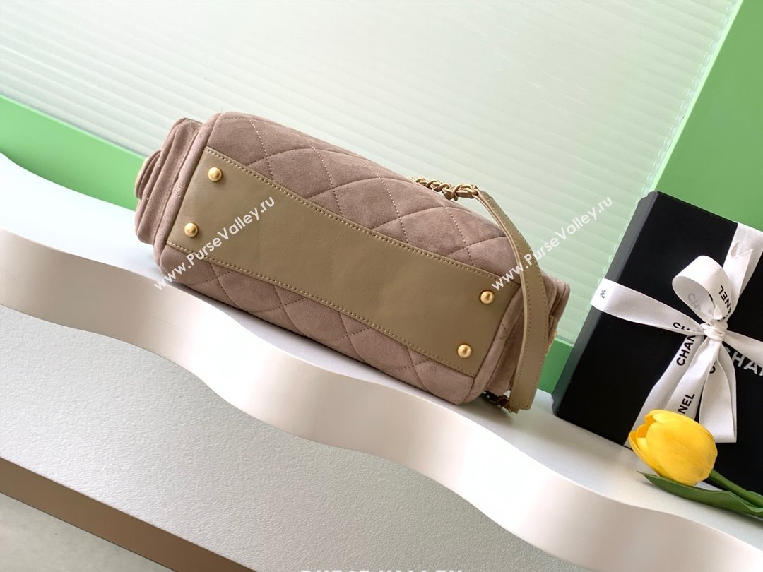 Chanel Small Suede Bowling Bag Khaki 2025 AS5792 (yezi-251127028)