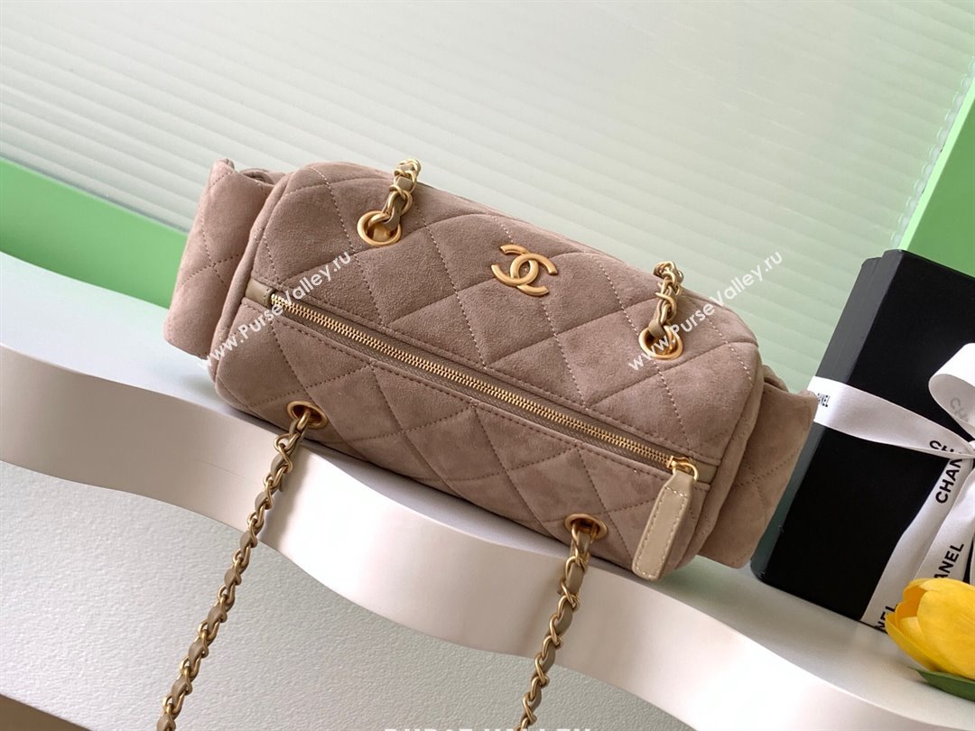 Chanel Small Suede Bowling Bag Khaki 2025 AS5792 (yezi-251127028)