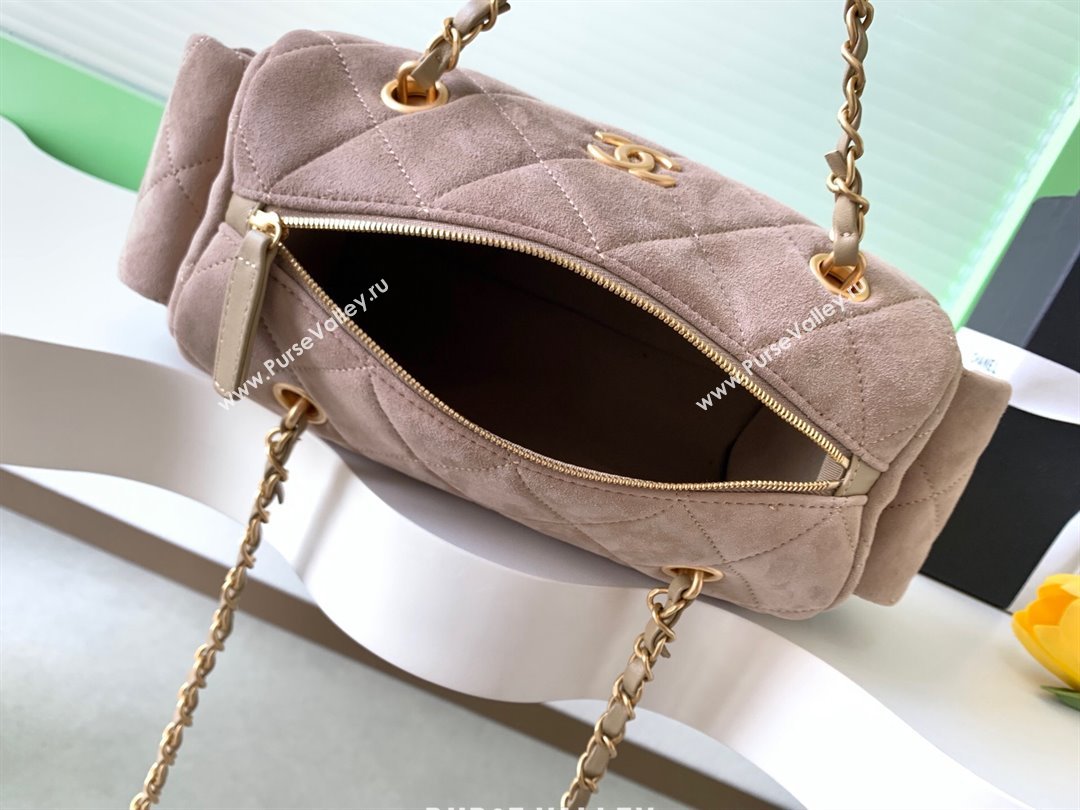 Chanel Small Suede Bowling Bag Khaki 2025 AS5792 (yezi-251127028)