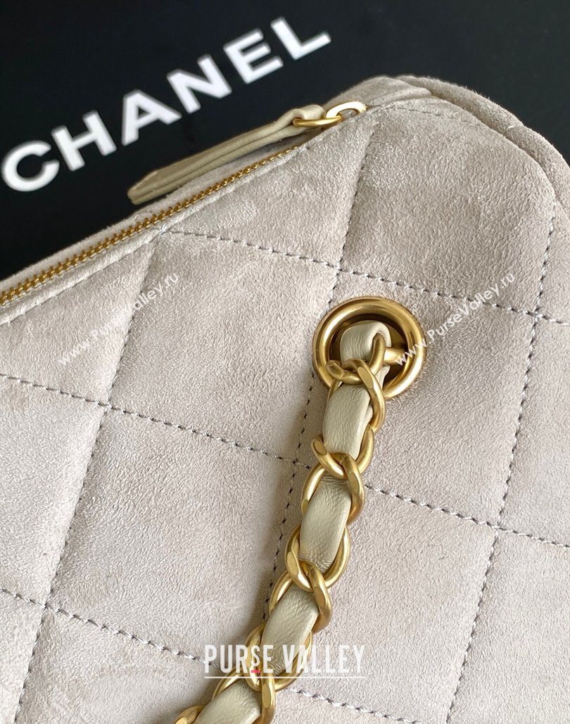 Chanel Small Suede Bowling Bag Grey 2025 AS5792 (yezi-251127020)