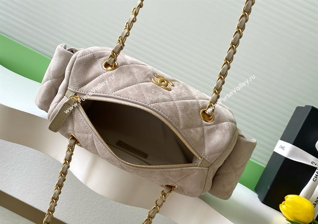 Chanel Small Suede Bowling Bag Grey 2025 AS5792 (yezi-251127020)