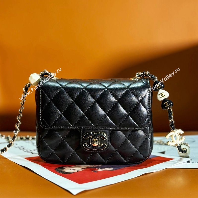 Chanel Lambskin Mini Flap Bag with Enamel Heart Charm AS3782 Black 2023 (yezi-2312260121)