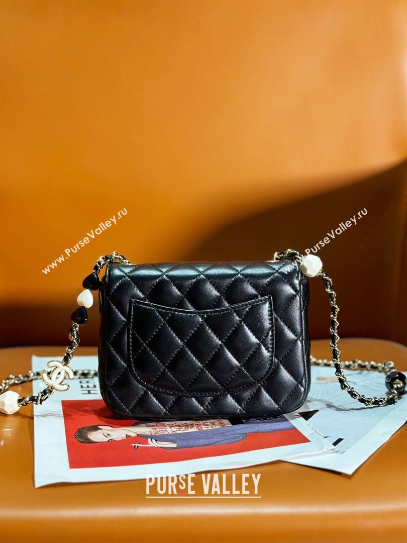 Chanel Lambskin Mini Flap Bag with Enamel Heart Charm AS3782 Black 2023 (yezi-2312260121)