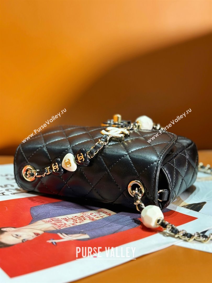 Chanel Lambskin Mini Flap Bag with Enamel Heart Charm AS3782 Black 2023 (yezi-2312260121)