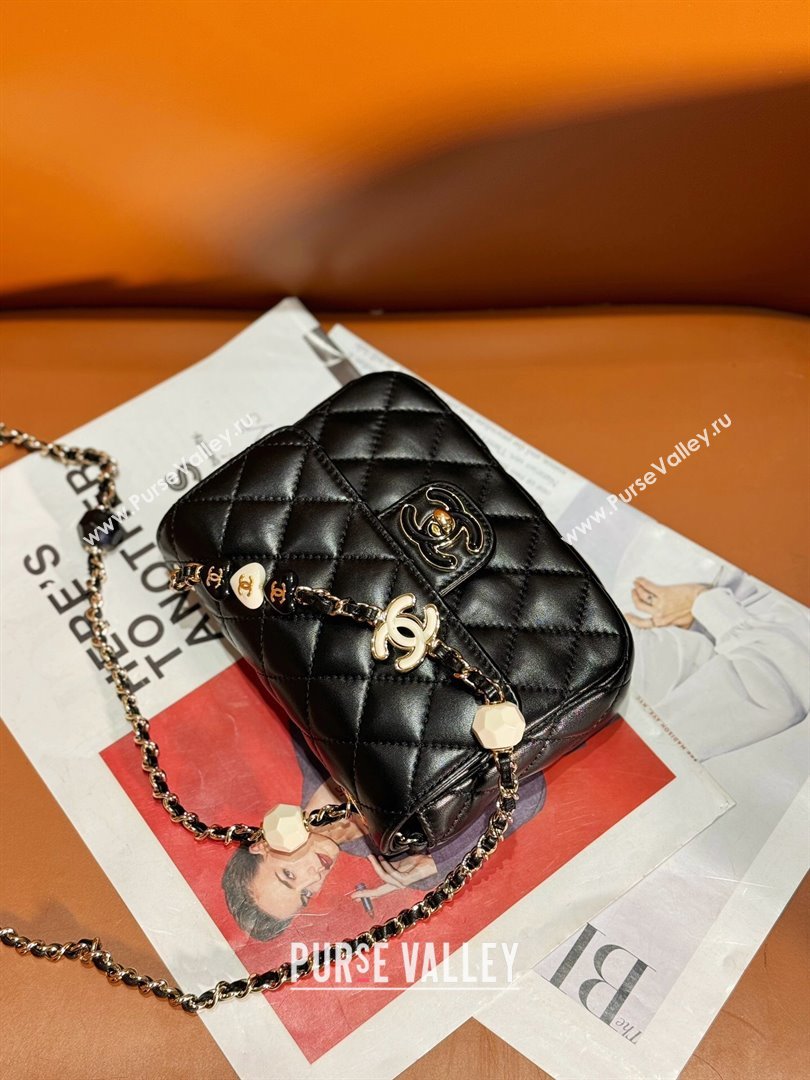 Chanel Lambskin Mini Flap Bag with Enamel Heart Charm AS3782 Black 2023 (yezi-2312260121)