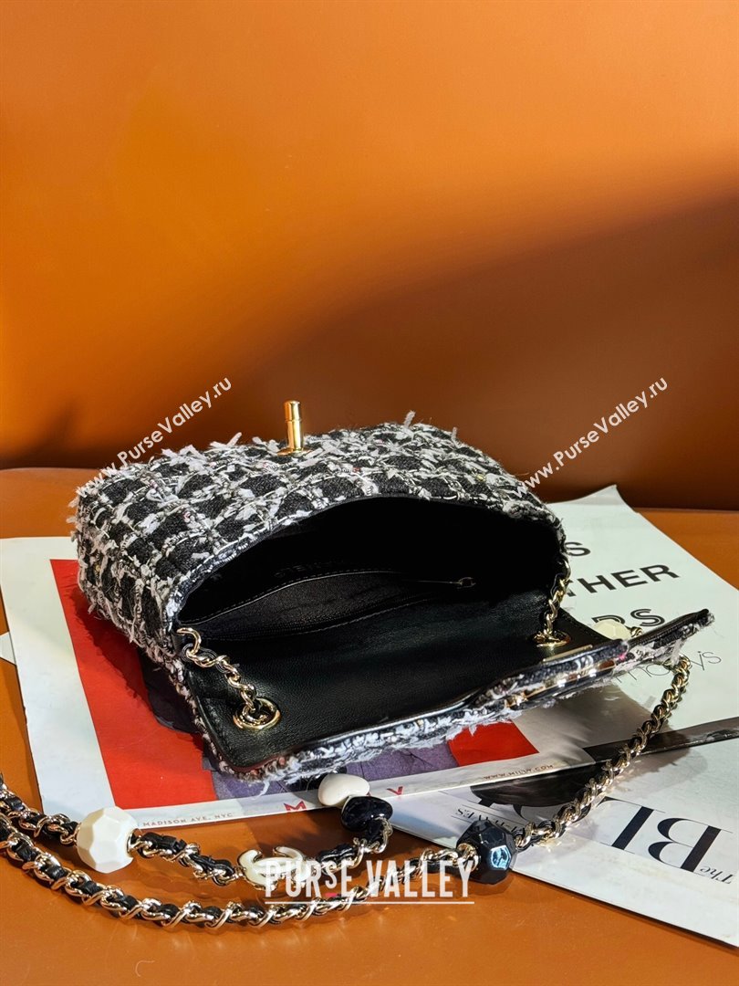 Chanel Tweed Mini Flap Bag with Enamel Heart Charm AS3782 Black 2023 (yezi-2312260123)