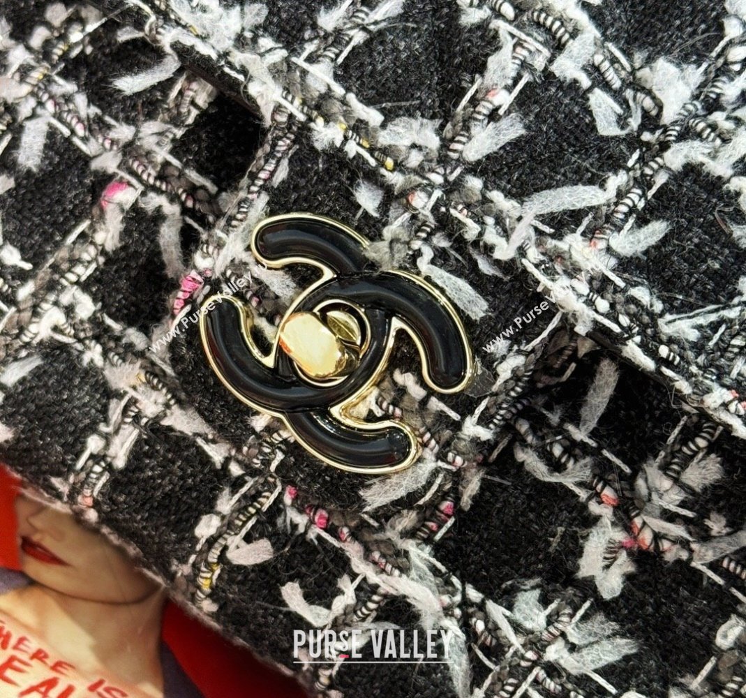 Chanel Tweed Mini Flap Bag with Enamel Heart Charm AS3782 Black 2023 (yezi-2312260123)