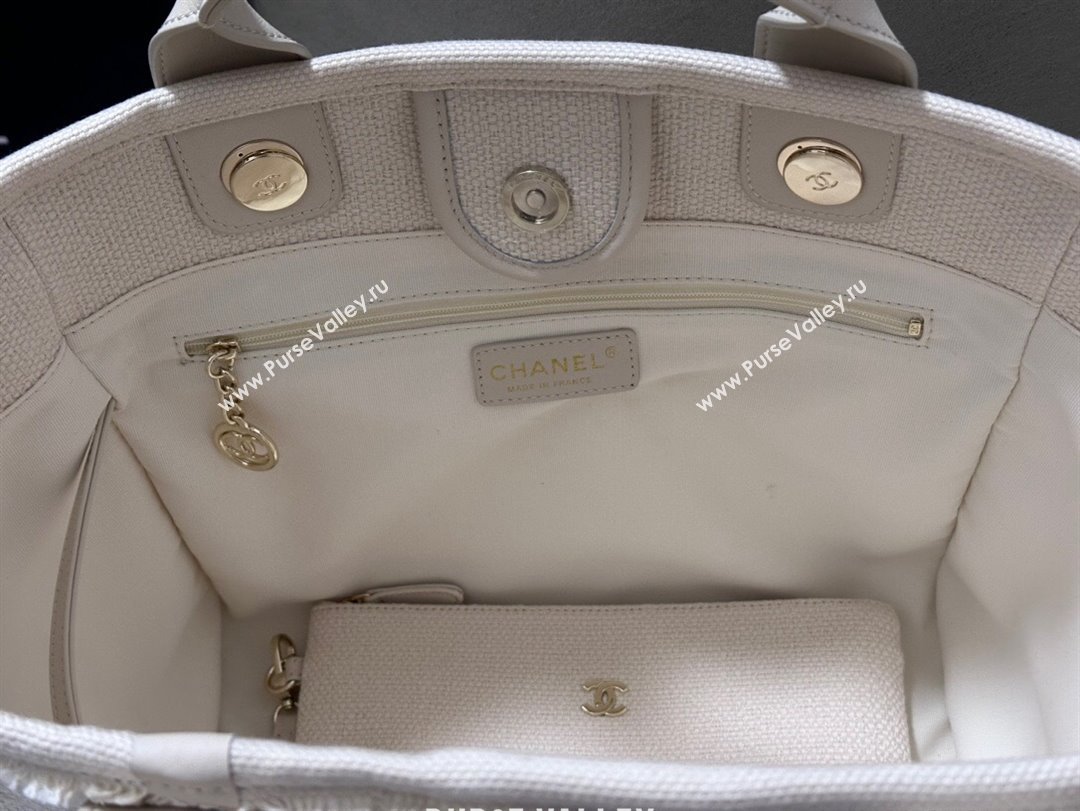 Chanel Deauville Cotton Calfskin Medium Shopping Bag Yellow 2025 0113 (yezi-250113040)