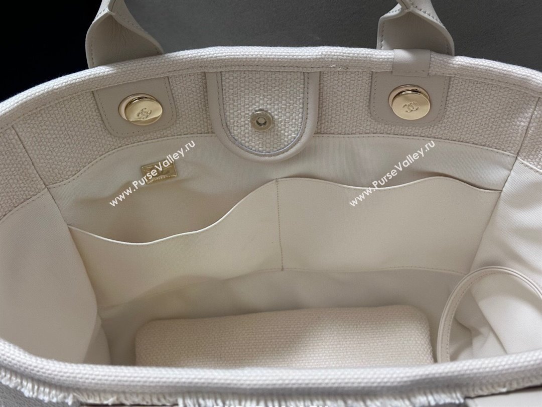 Chanel Deauville Cotton Calfskin Medium Shopping Bag Yellow 2025 0113 (yezi-250113040)