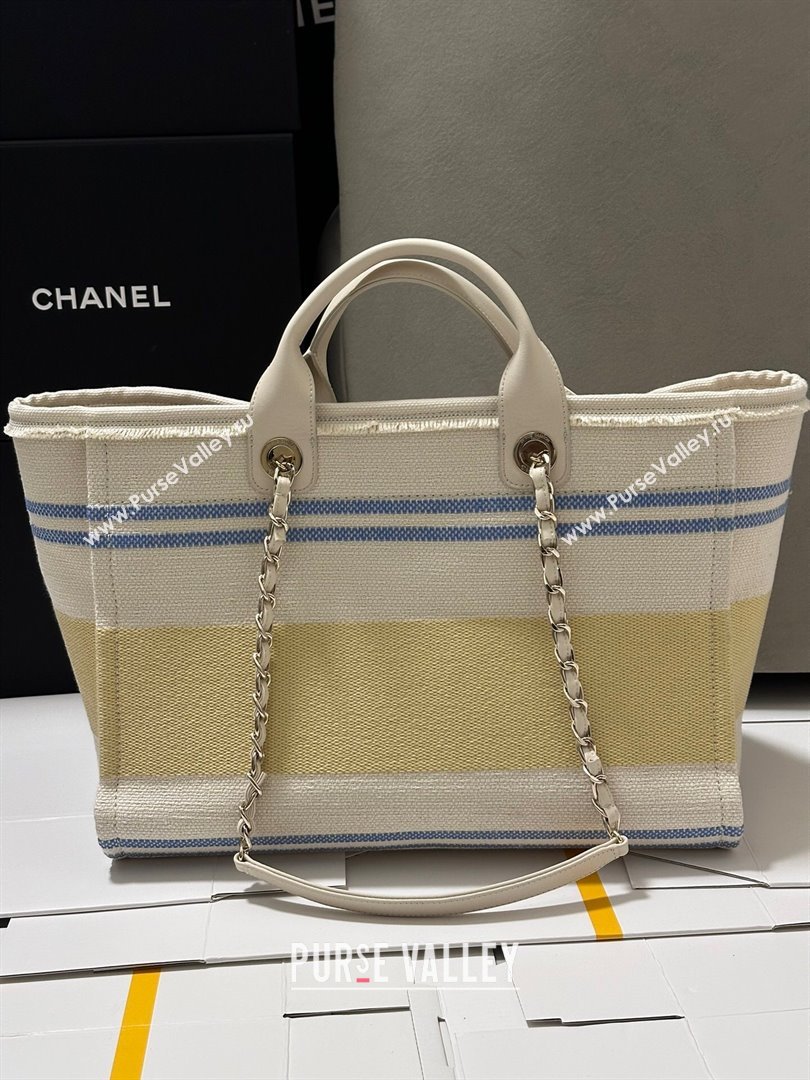Chanel Deauville Cotton Calfskin Large Shopping Bag Yellow 2025 0113 (yezi-250113041)