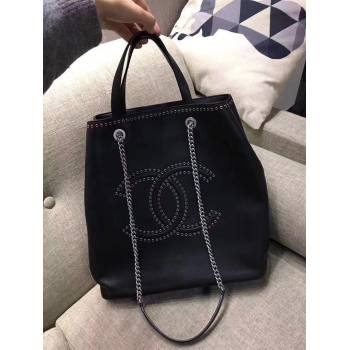 Chanel Vintage Calfskin Bucket Bag Black with Studs CC 2025 0113 (yezi-250113062)