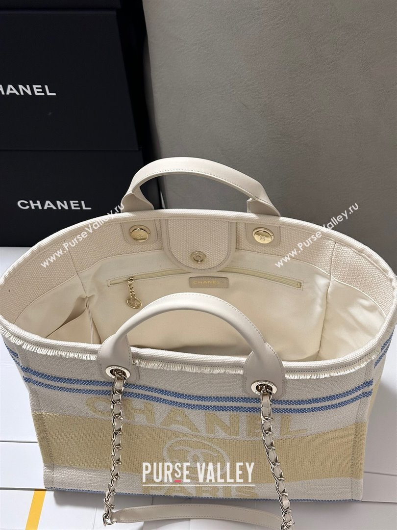 Chanel Deauville Cotton Calfskin Large Shopping Bag Yellow 2025 0113 (yezi-250113041)